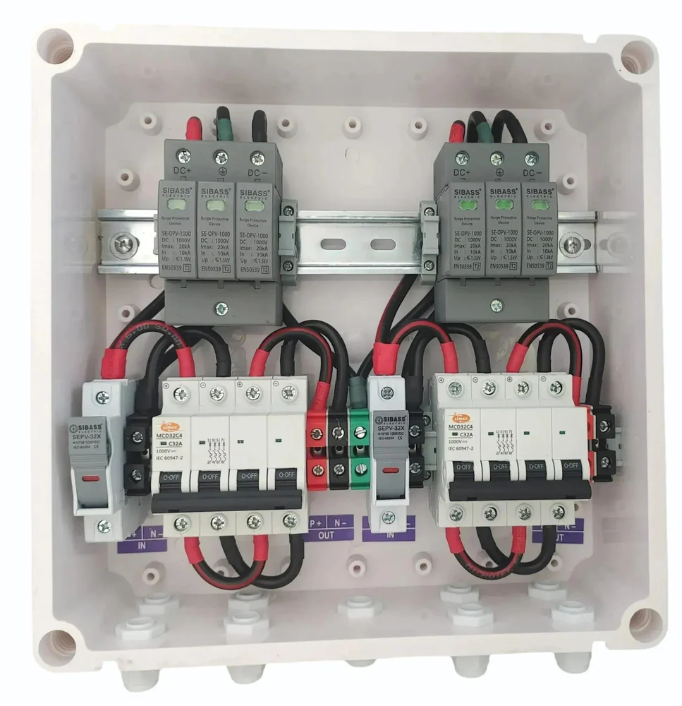 Solar DCDB 2 in 2 Out Inbuilt Sibass DC Fuse , Sibass DC SPD & Elmex DC MCB 32A 1000V