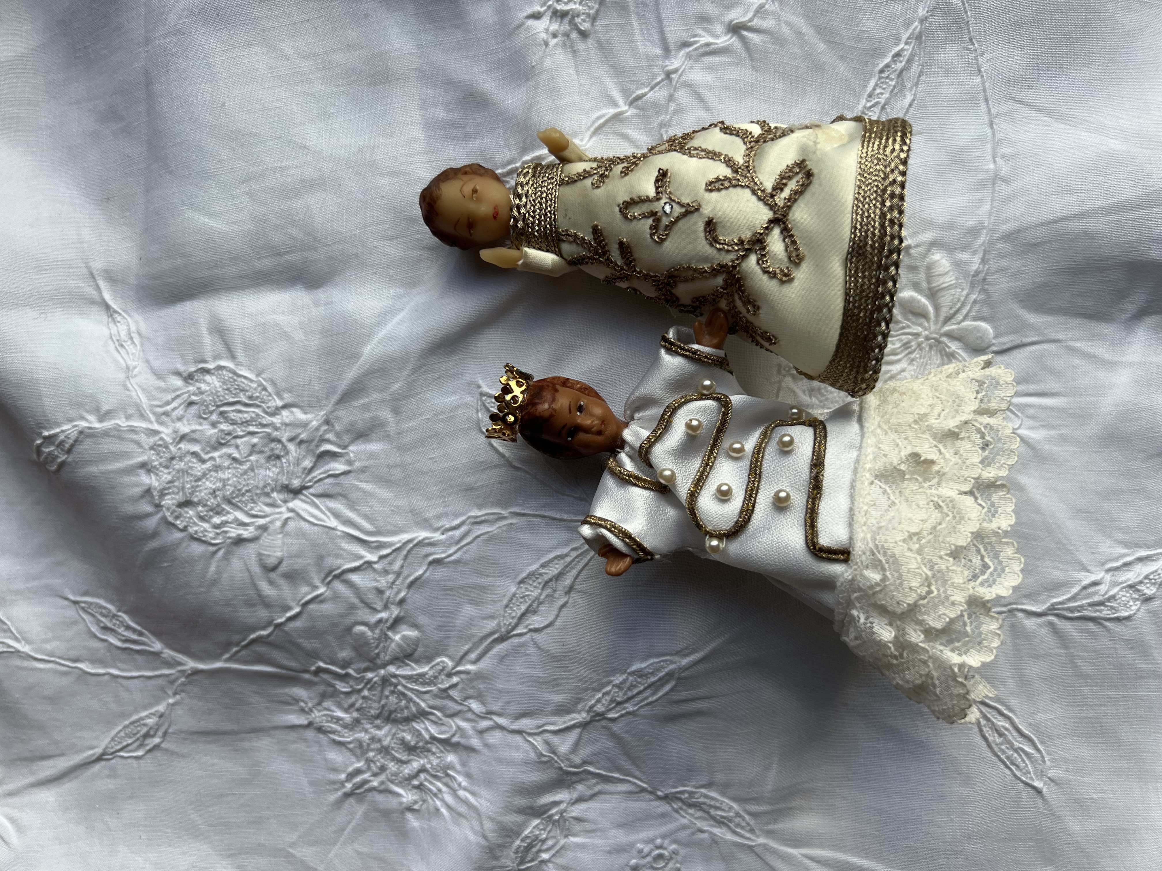 Lot de 2 petits Jésus en cire - Noël