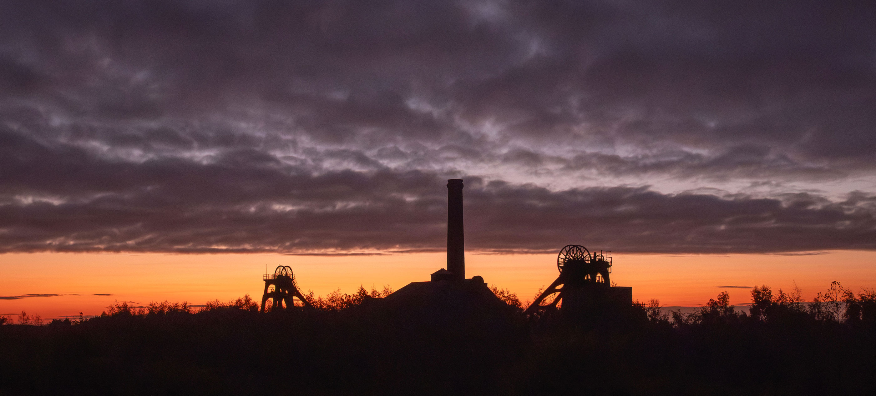 Panoramic of the Blue Hour at Pleasley Colliery