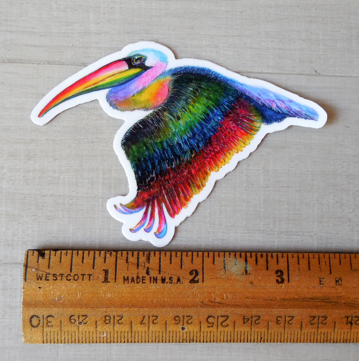 Rainbow Pelican Sticker