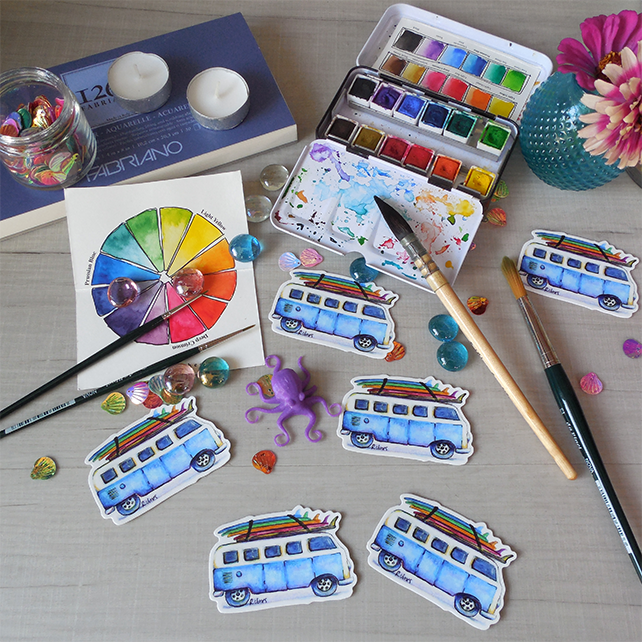 Retro Van Surf Sticker