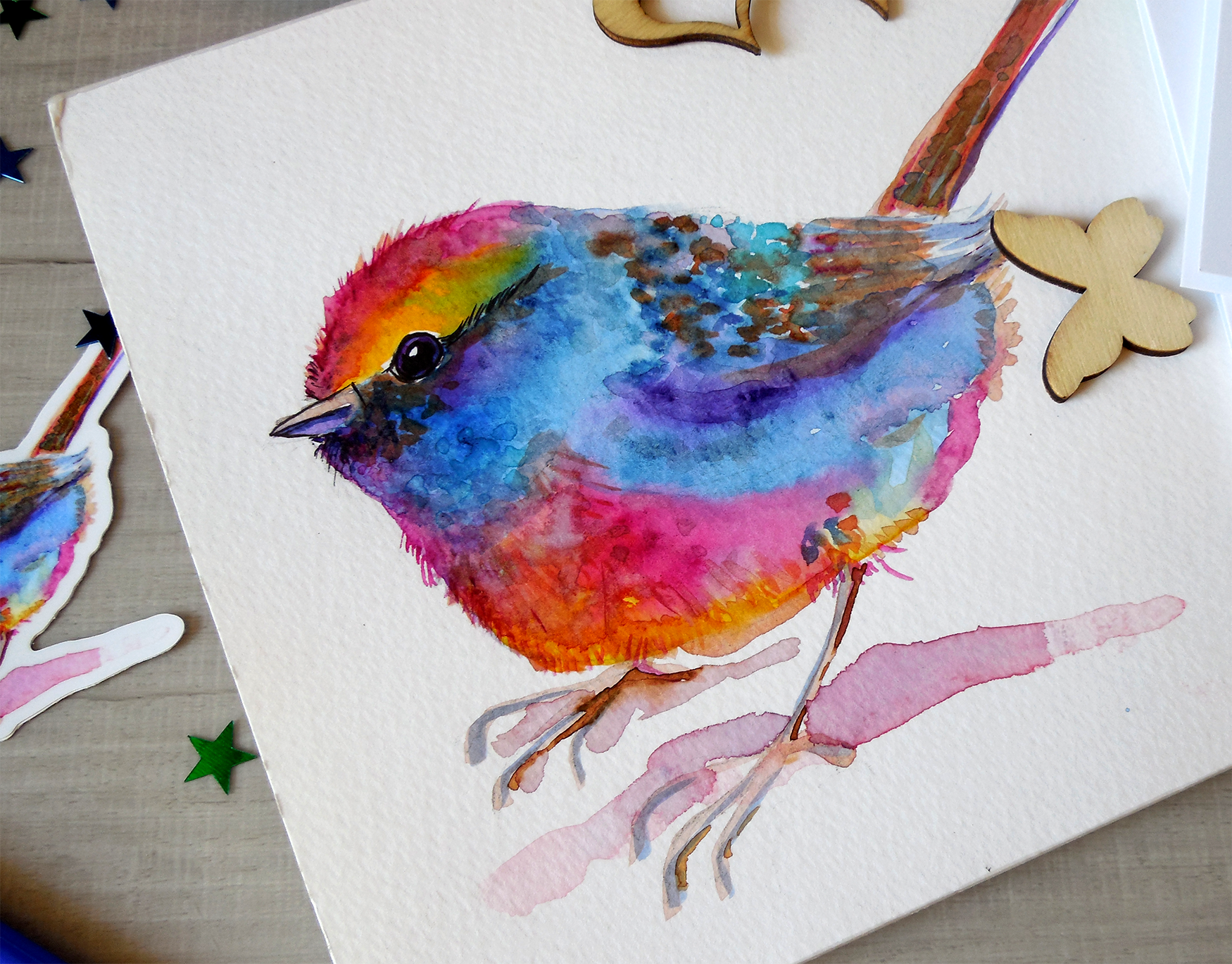 Rainbow Chickadee Sticker
