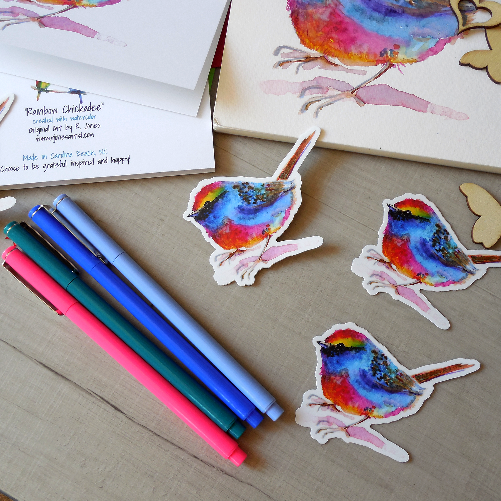 Rainbow Chickadee Sticker