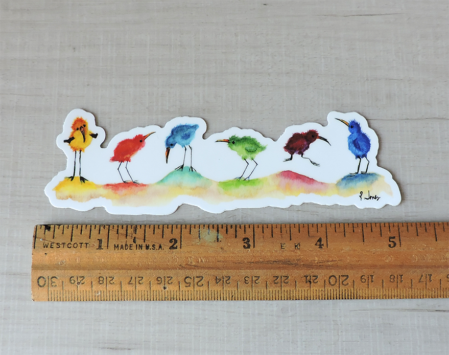 6 Colorful Sandpipers Vinyl Sticker