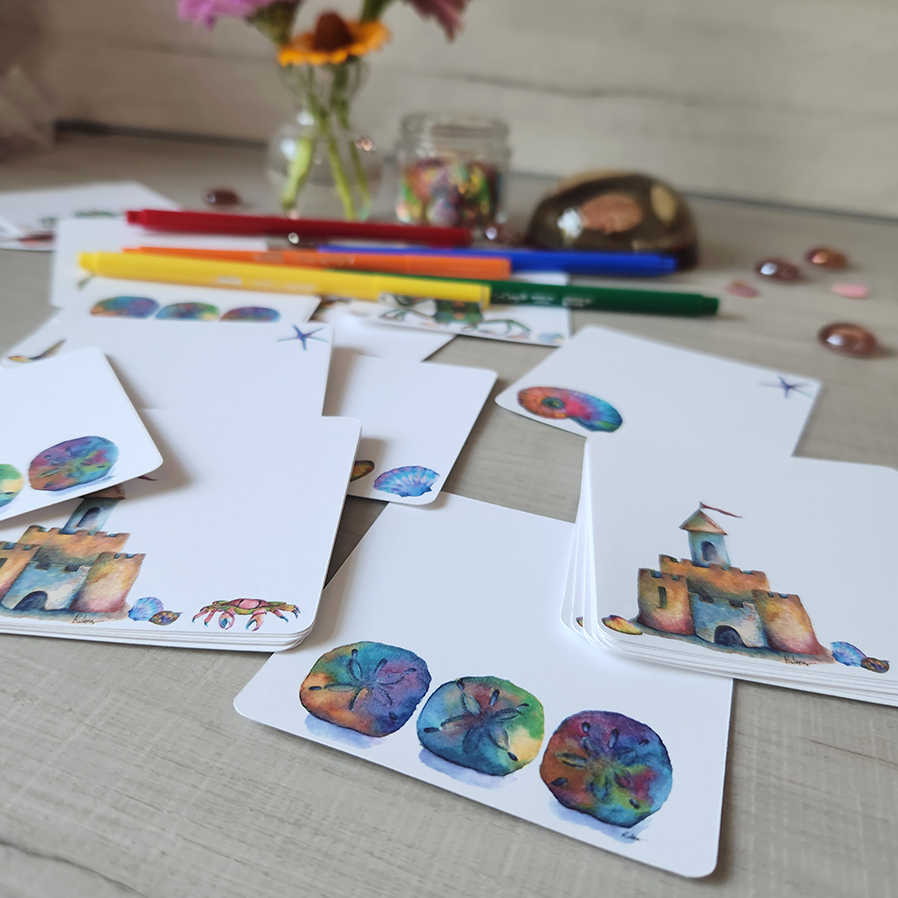 Watercolor Beach-Themed Mini Notes