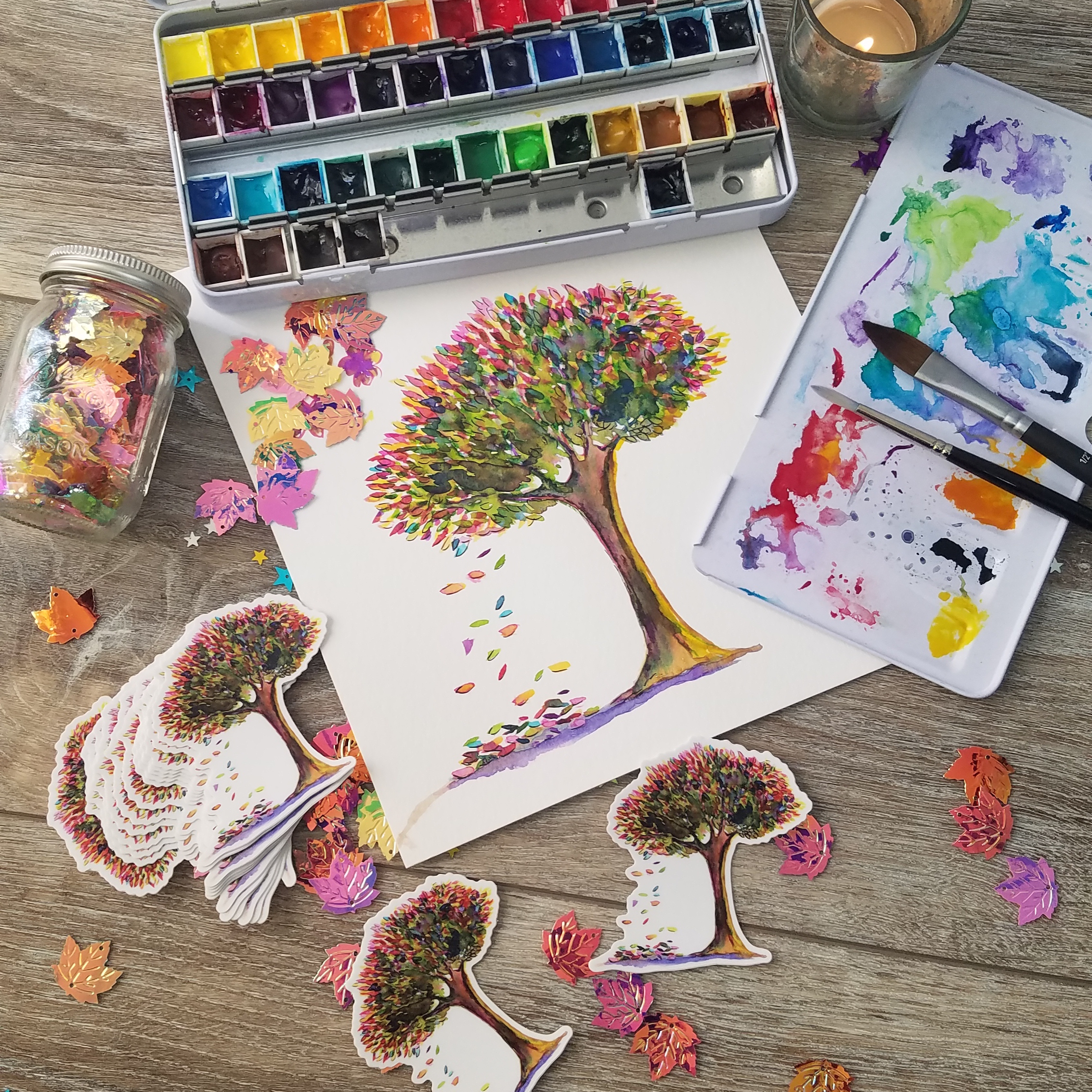 Falling Leaves Tree Sticker