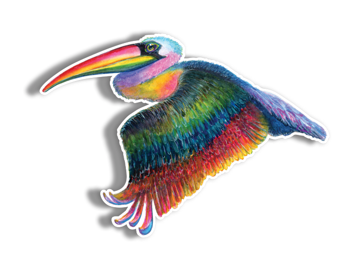 Rainbow Pelican Sticker