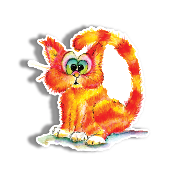 Colorful Cartoon Cat Sticker