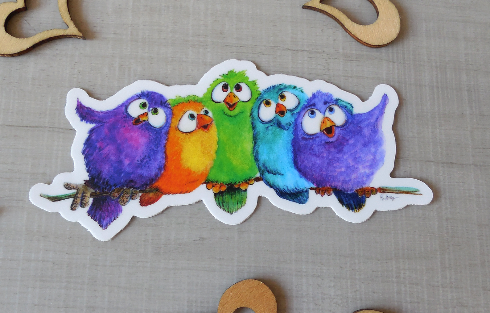 5 Singing Birds Vinyl Sticker