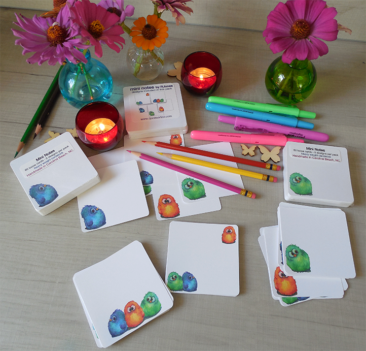 Fluffy birds Mini Note Cards