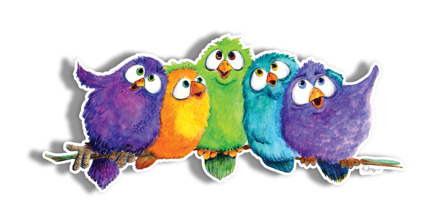 5 Singing Birds Vinyl Sticker