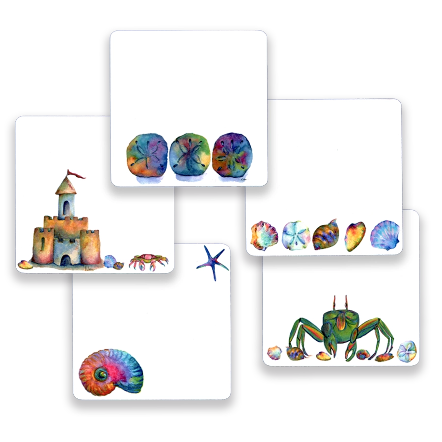 Watercolor Beach-Themed Mini Notes