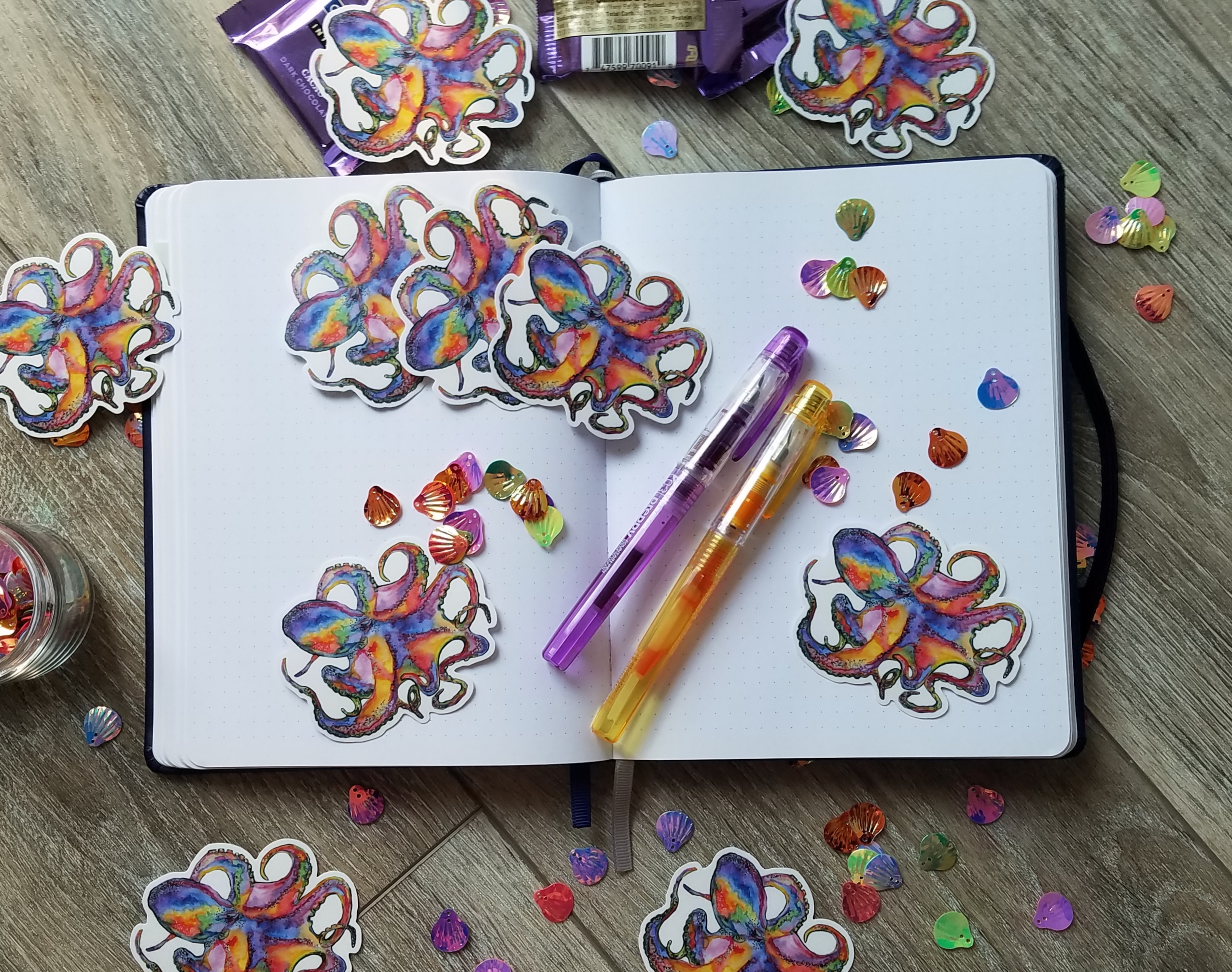 Rainbow Octopus Sticker