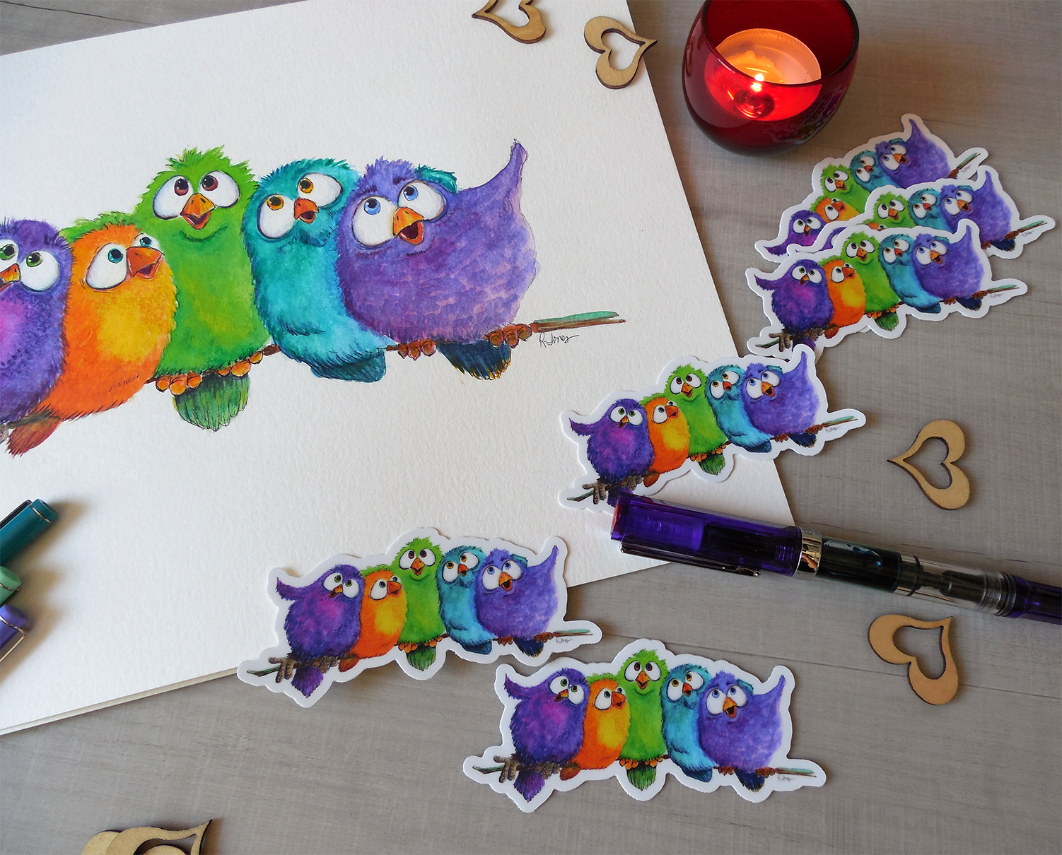 5 Singing Birds Vinyl Sticker