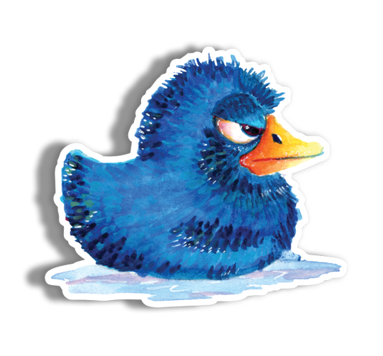 Grumpy Blue Duck Sticker