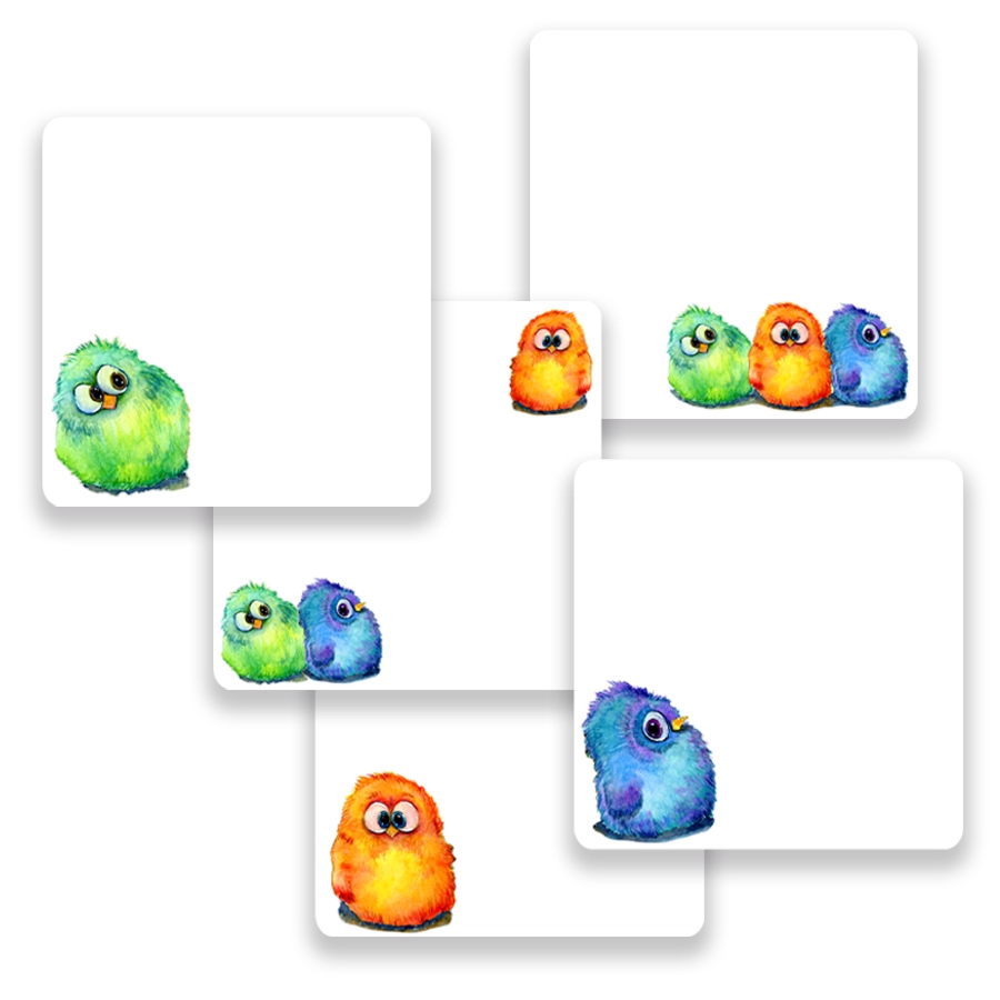 Fluffy birds Mini Note Cards