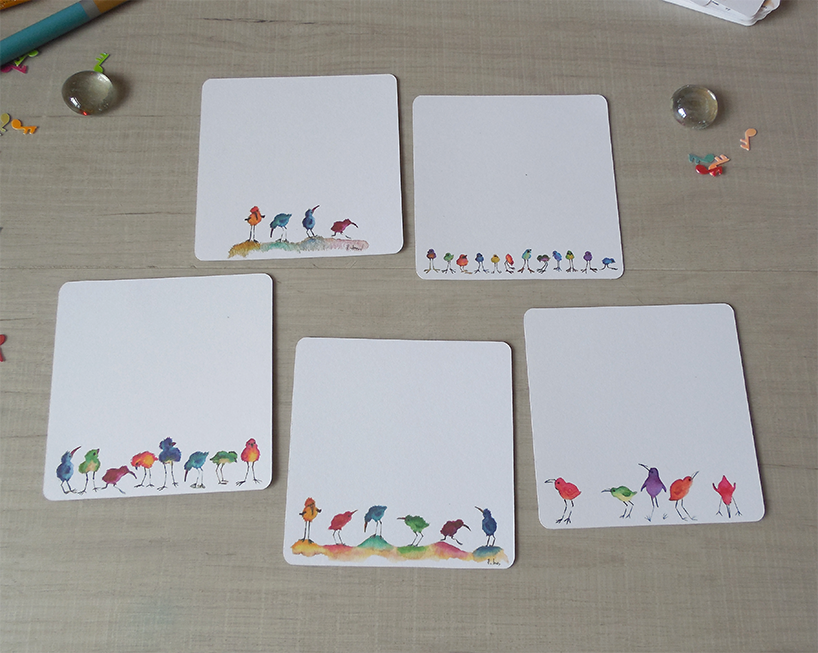 Watercolor Bird Mini Note Set
