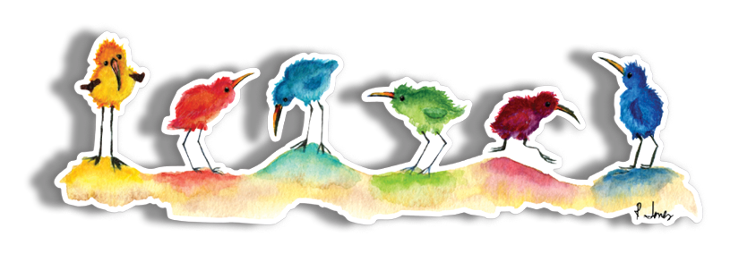 6 Colorful Sandpipers Vinyl Sticker