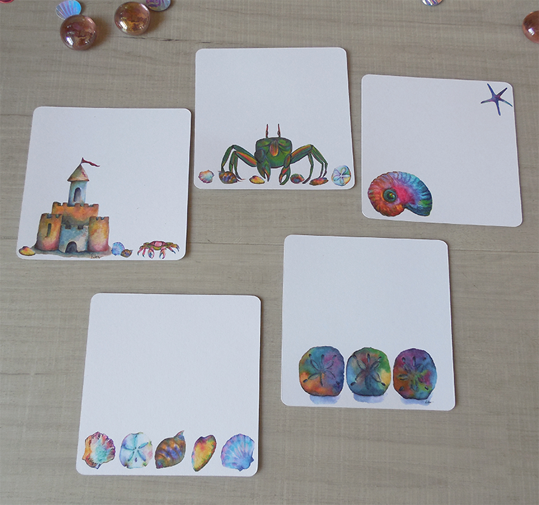 Watercolor Beach-Themed Mini Notes