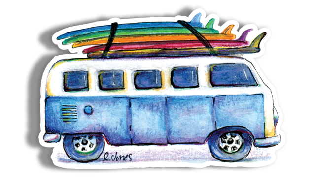 Retro Van Surf Sticker