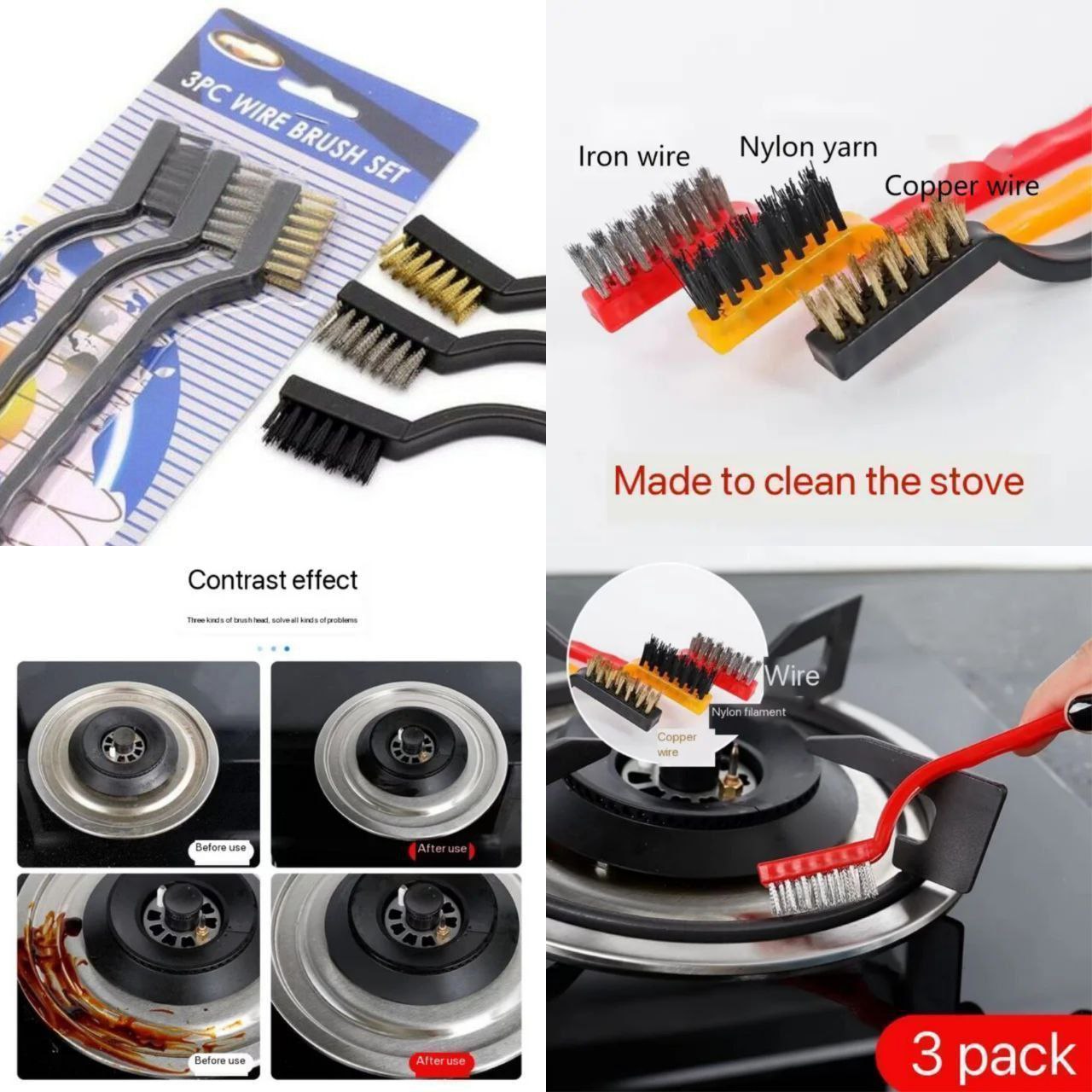 3 Pcs Wire Brush (Small)