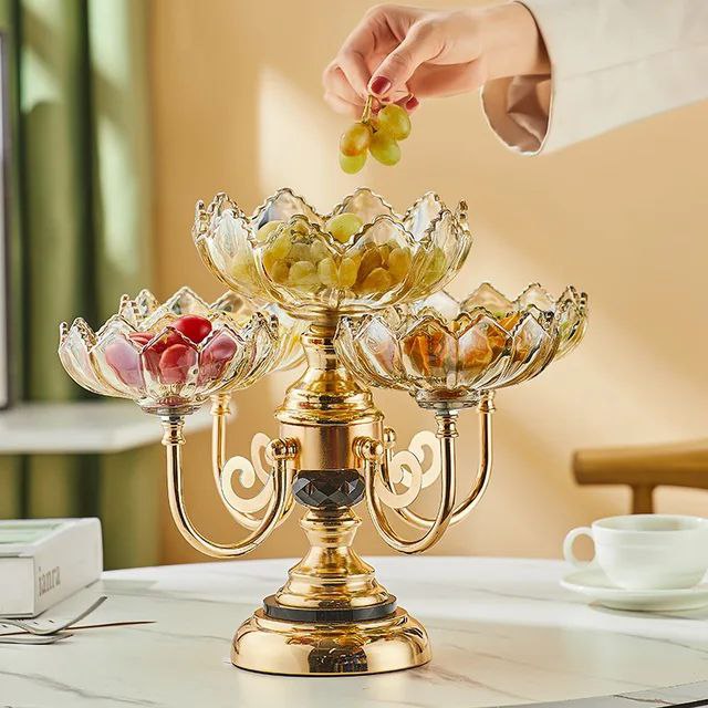 Luxury 5 Bowl Revolving Fruits & Dryfruit Tray (Gold)