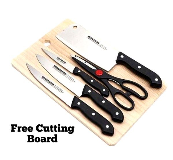 6in1 Knife & Wooden Chopping Board Set