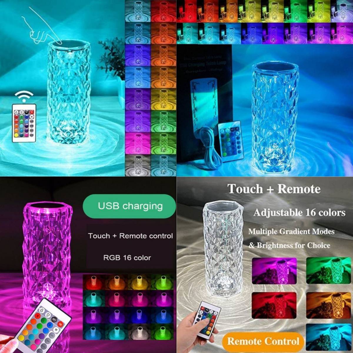 Crystal LED Touch Table Lamp