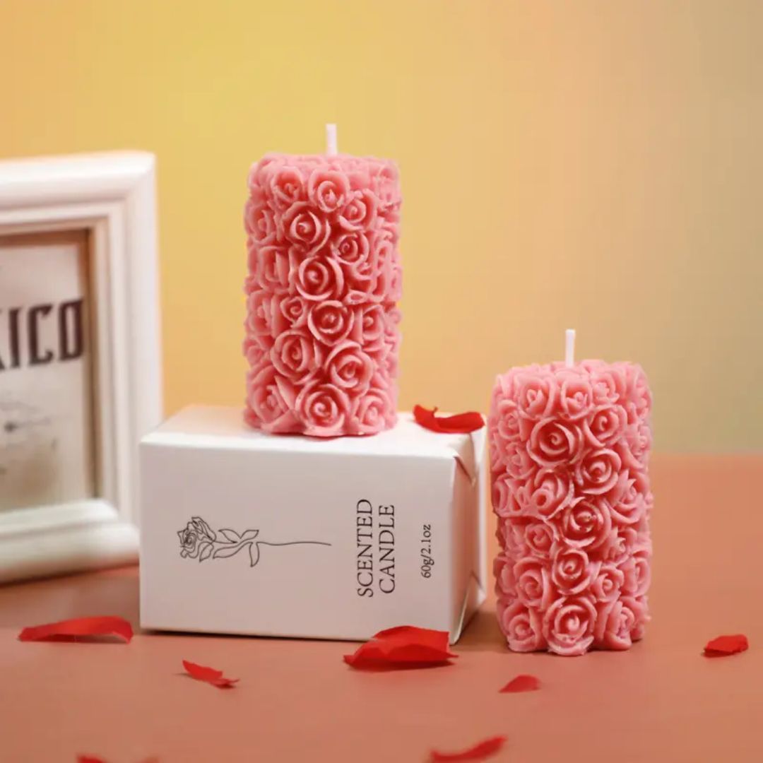Rose Pattern Scented Decorative Candle (1 Piece)
