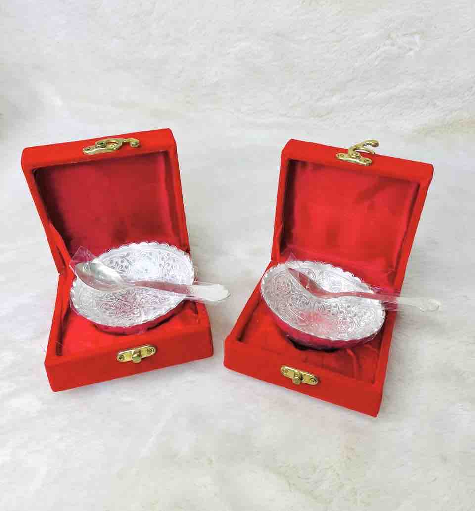 Silver Bowl + Spoon Gift Set (1 Set)