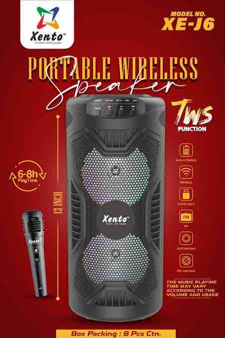 XENTO XE-J6 Portable Bluetooth Speaker with Wired Mic