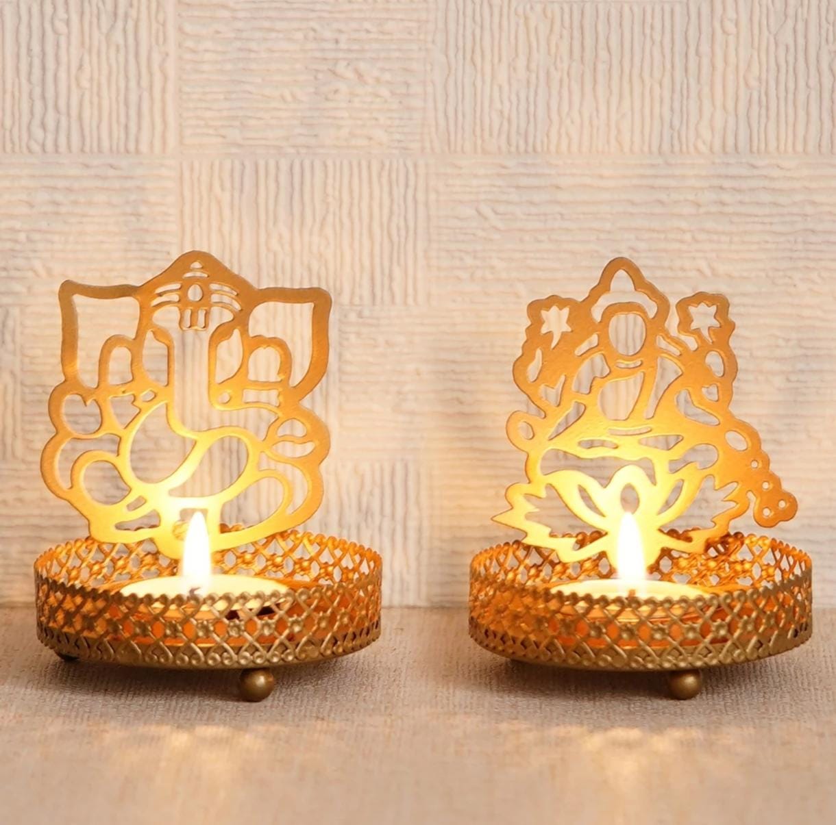 Laxmi Ganesh Metal Shadow Diya Holder