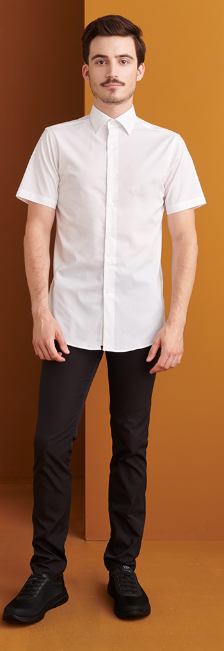 Camisa Manga Corta HOMBRE Cuello Italiano Slim Fit