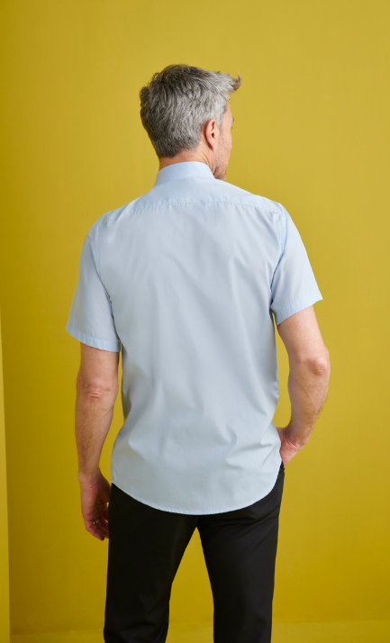 Camisa Manga Corta HOMBRE Cuello Italiano Regular Fit