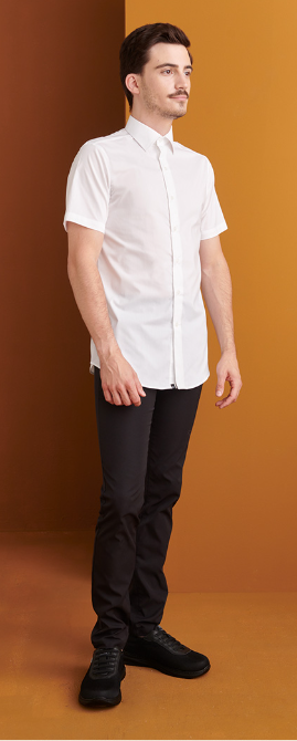 Camisa Manga Corta HOMBRE Cuello Italiano Slim Fit