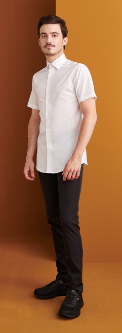 Camisa Manga Corta HOMBRE Cuello Italiano Slim Fit