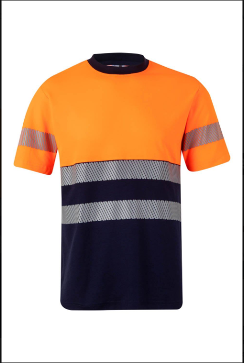 Camiseta algodón bicolor manga corta cinta segmentada