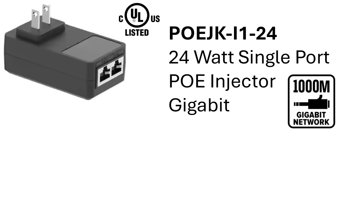 POEJK-I1-24 - 24 Watt Single Port POE Injector - Gigabit cUL/FCC