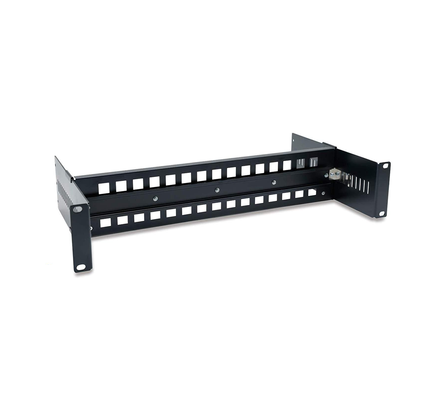 2U 19-Inch Adjustable Rack Mount DIN Rail Bracket Kit