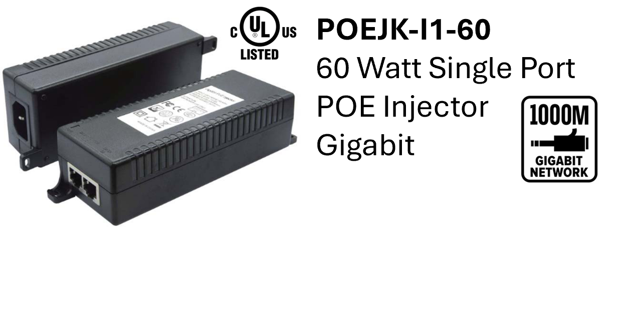 60 Watt Single Port POE Injector - Gigabit cUL/FCC