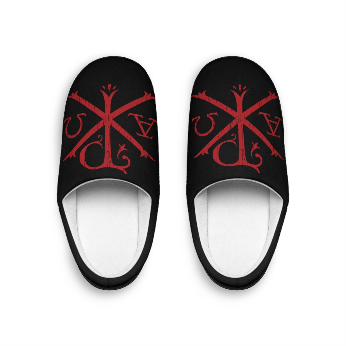 IC XC Men's Cozy Indoor Slippers - Stylish Black Slippers with Red Design, House Shoes, Gift for Him, Relaxation Footwear, Home Comfort