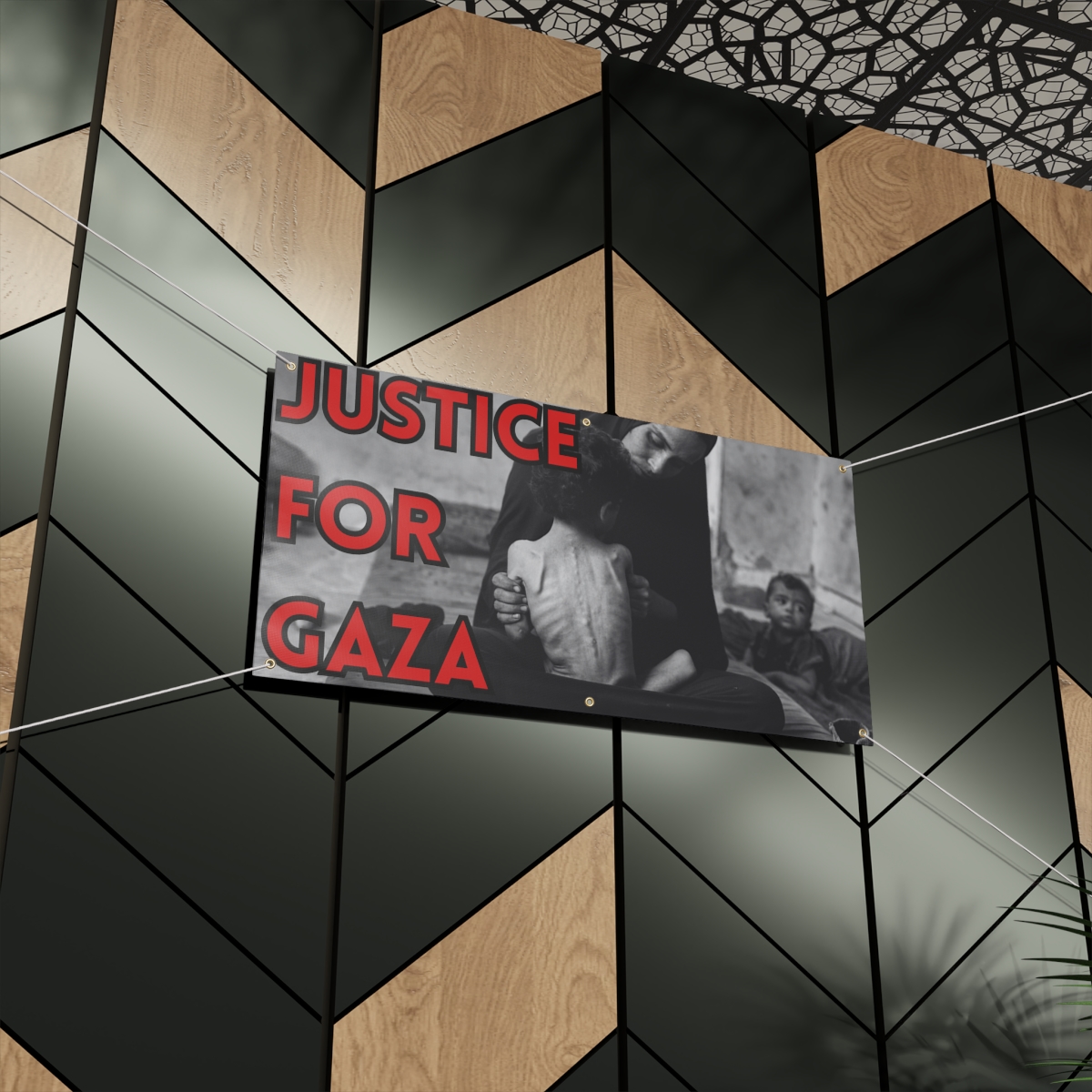 Justice for Gaza Matte Banner, Protest Sign