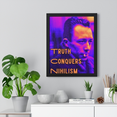 Truth Conquers Nihilism Framed Wall Art, Vintage Poster for Home Decor, Inspirational Quote Print, Unique Art Gift, Modern Living Room Decoration