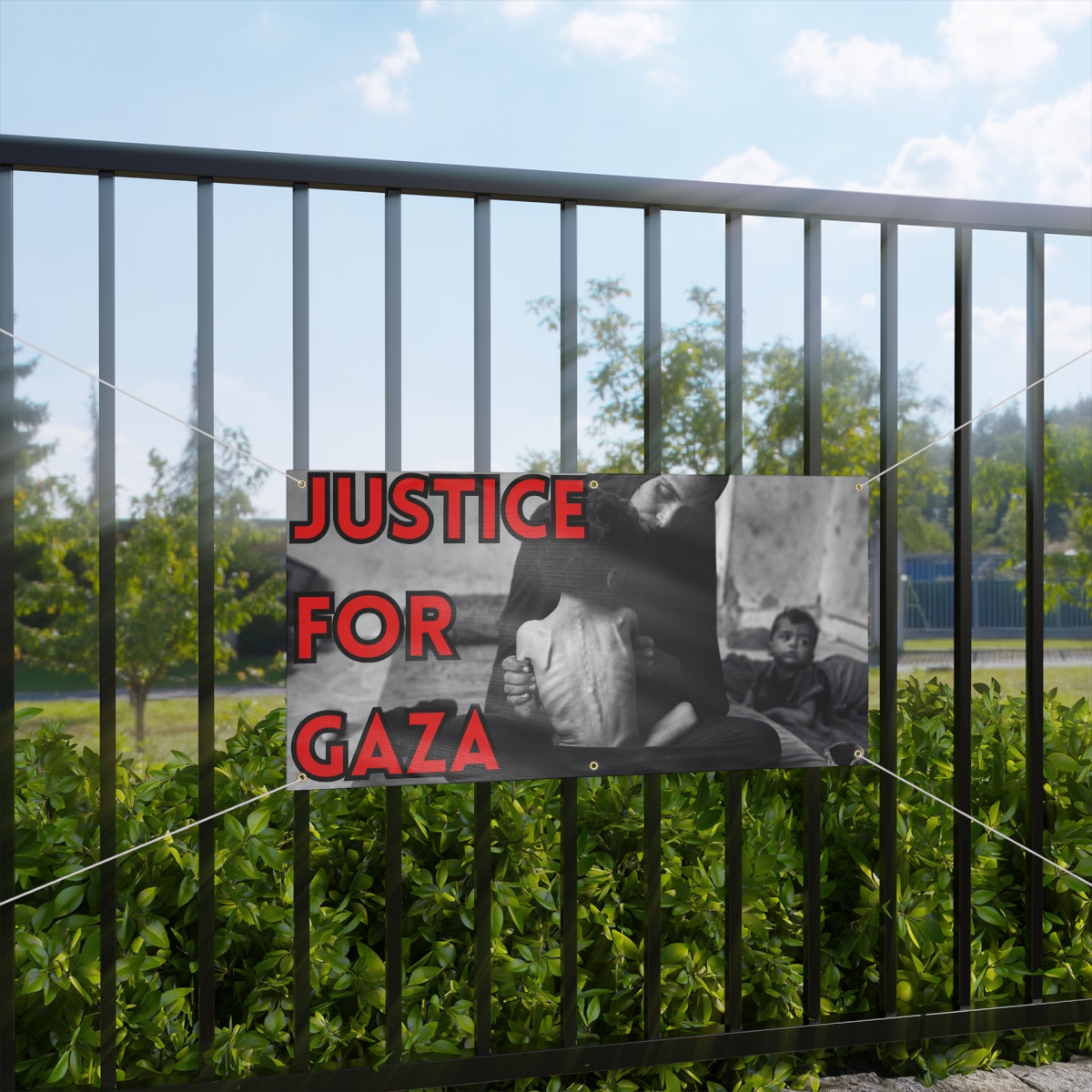 Justice for Gaza Matte Banner, Protest Sign