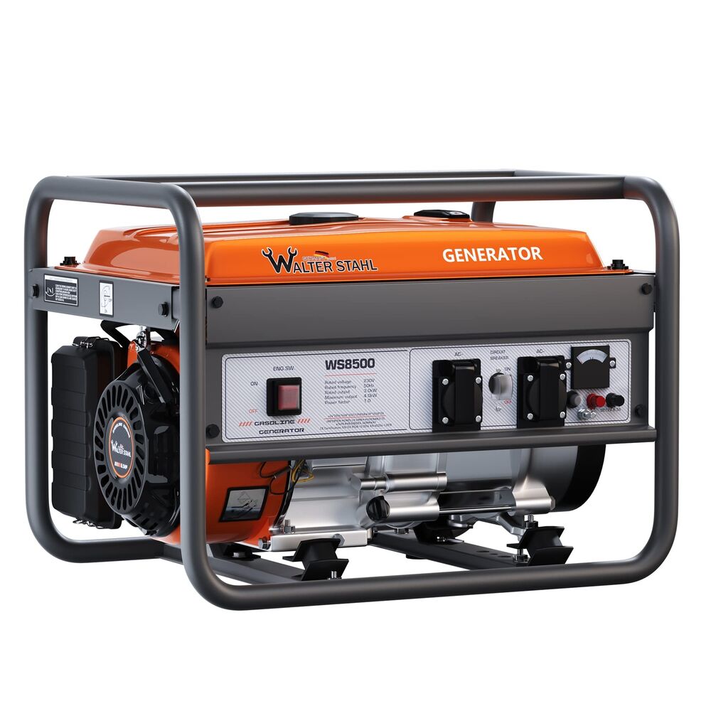 WALTER STAHL benzininis generatorius, 4KW, 4 taktų benzininis variklis, 2x 230V, rankinis starteris