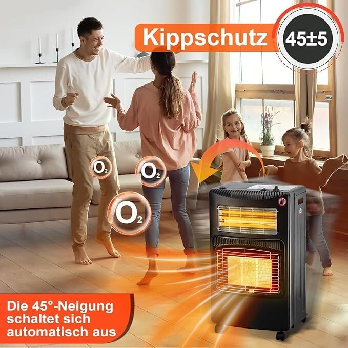 Dujinis 4200 W., / elektrinis 1200 W. šildytuvas Gas Bullet, juodas