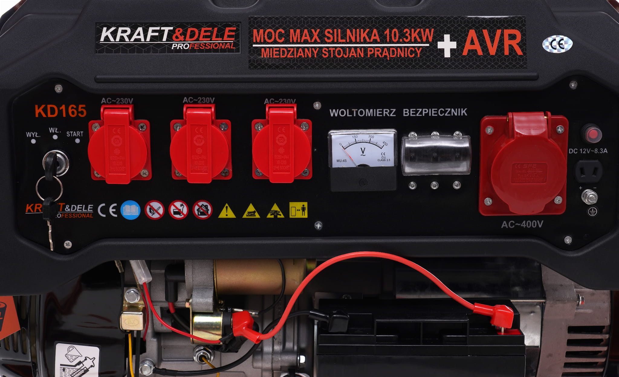 Benzininis trifazis elektros generatorius Kraft & Dele KD165, 5500 W 12/230 V/380 V, AVR, elektrinis ir rankinis paleidimas