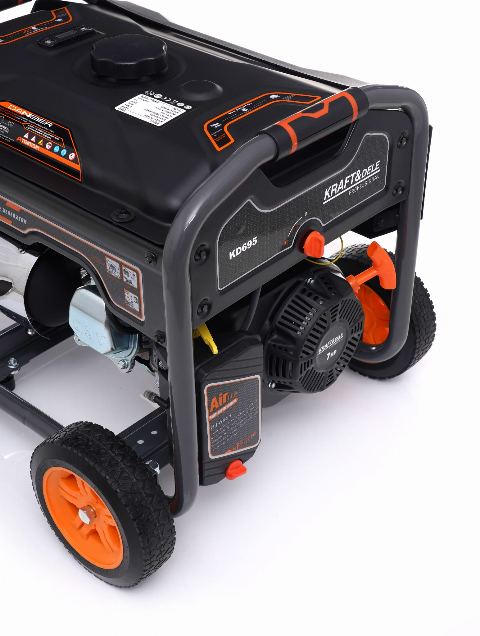 Benzininis vienfazis elektros generatorius, su ratukaisKraft & Dele KD695, 3,2 kW / 3,5 kW