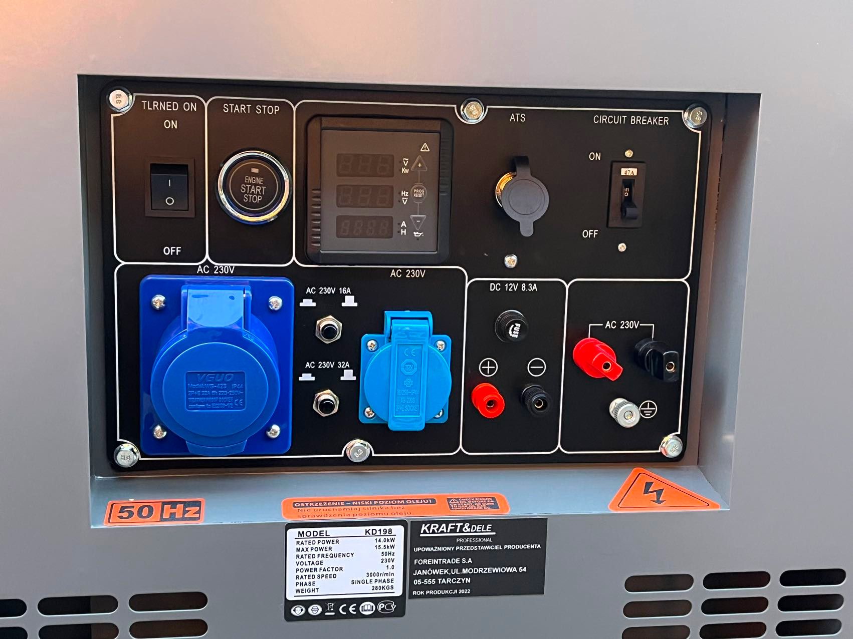 KRAFT&DELE vienfazis dyzelinis generatorius 18/19 kW KD199