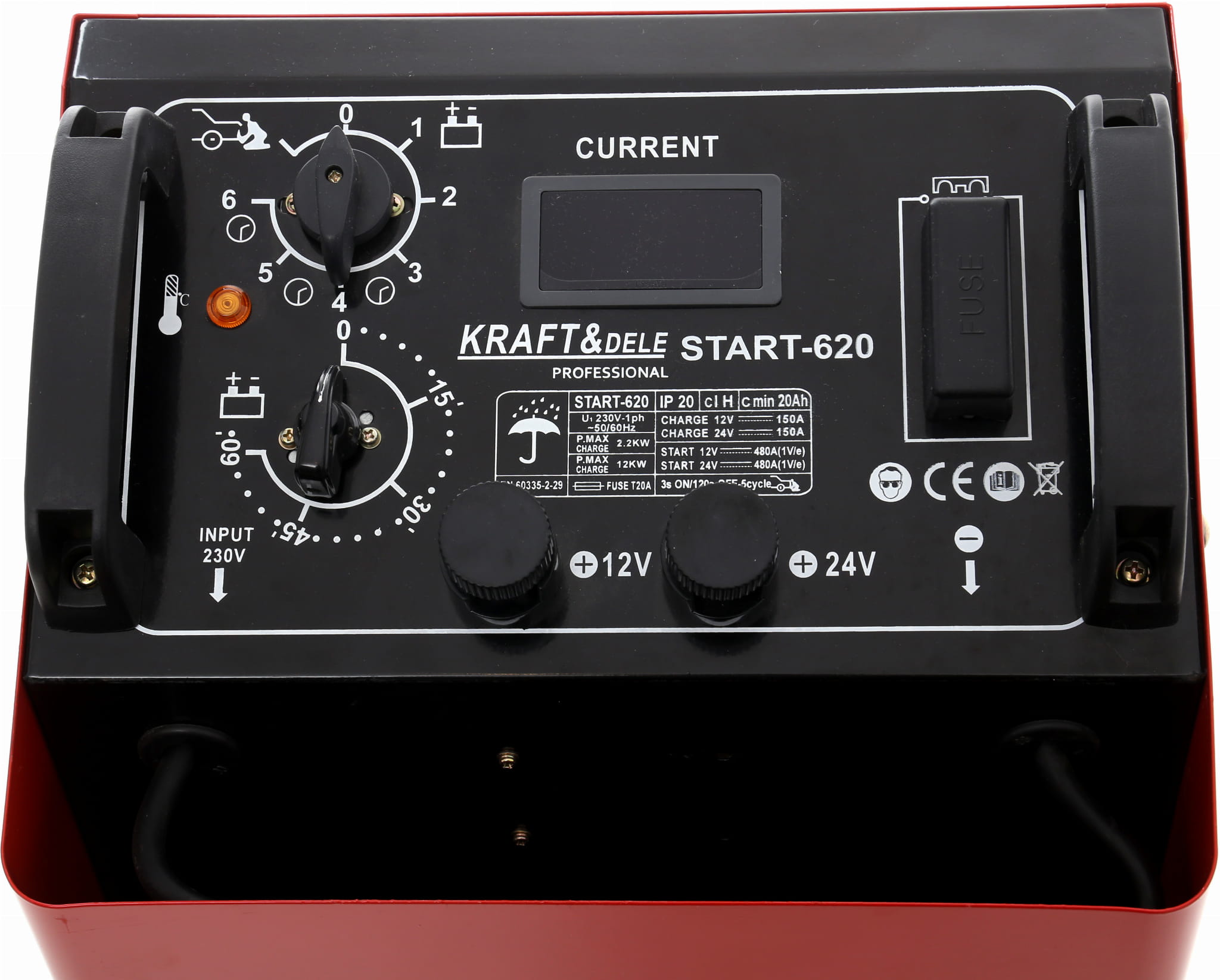 Akumuliatoriaus pakroviklis, su automobilio užvedimo funkcija Kraft & Dele KD1916, 480A 12/24V